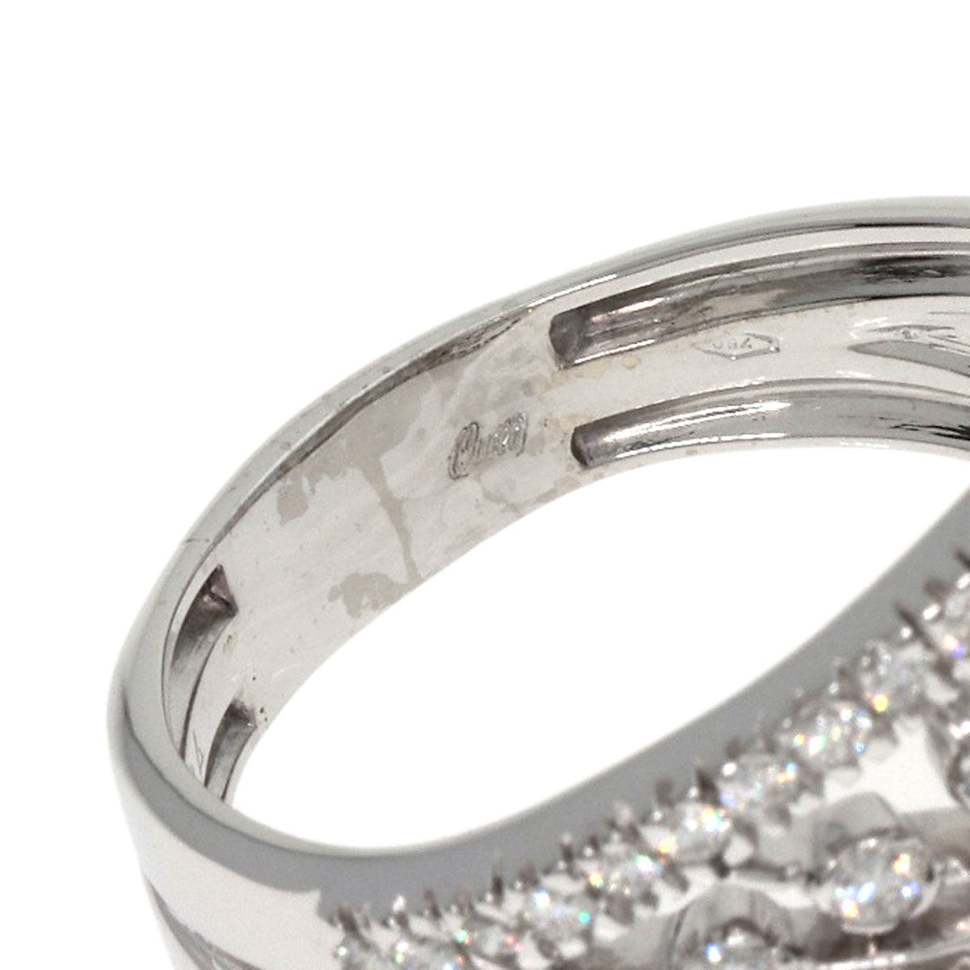 Queen Ring K18WG Silver diamond Women Used Authentic