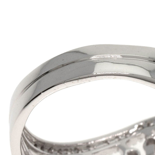 Queen Ring K18WG Silver diamond Women Used Authentic