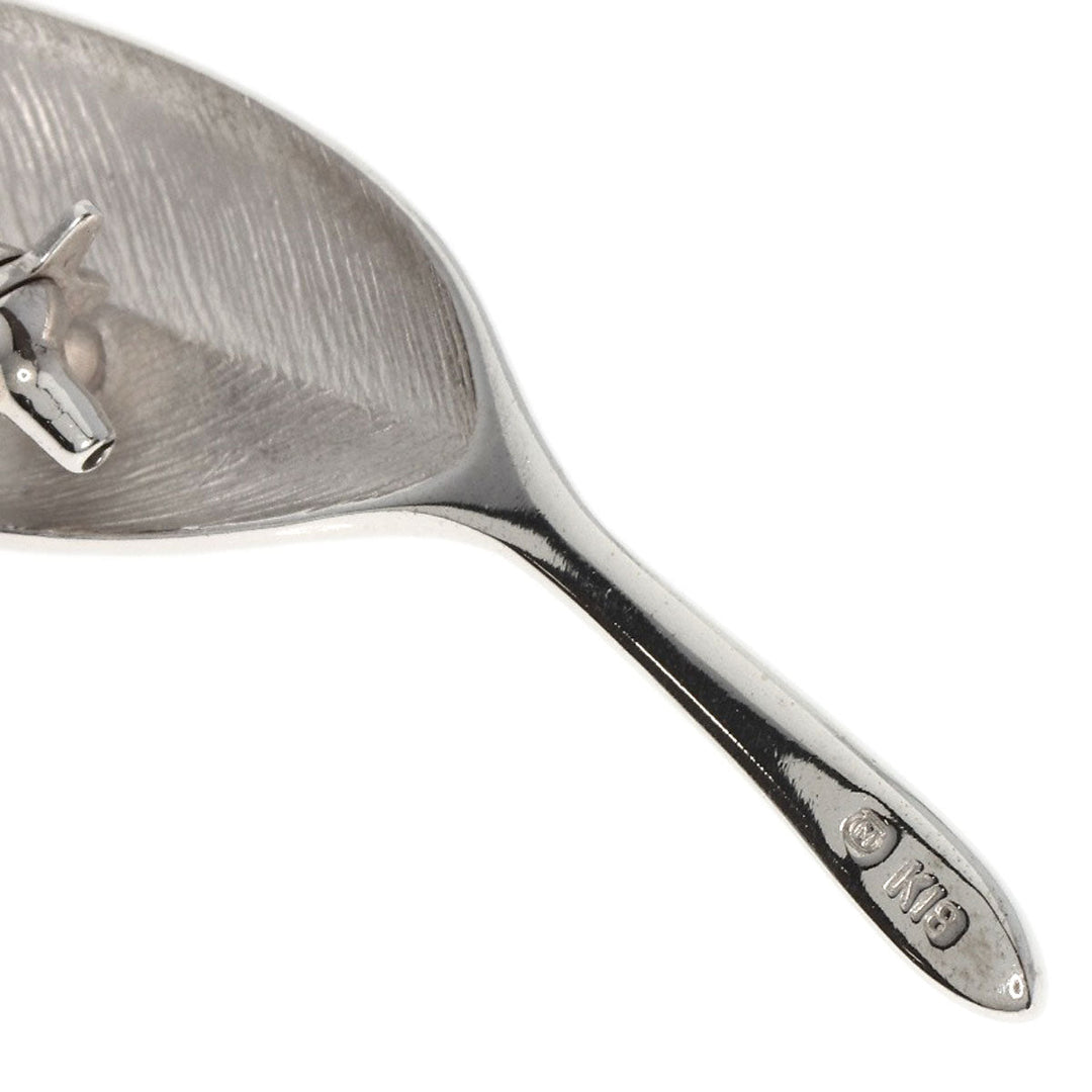 MIKIMOTO Brooch K18WG Silver Akoya pearl Pearl leaf motif Women Used Authentic