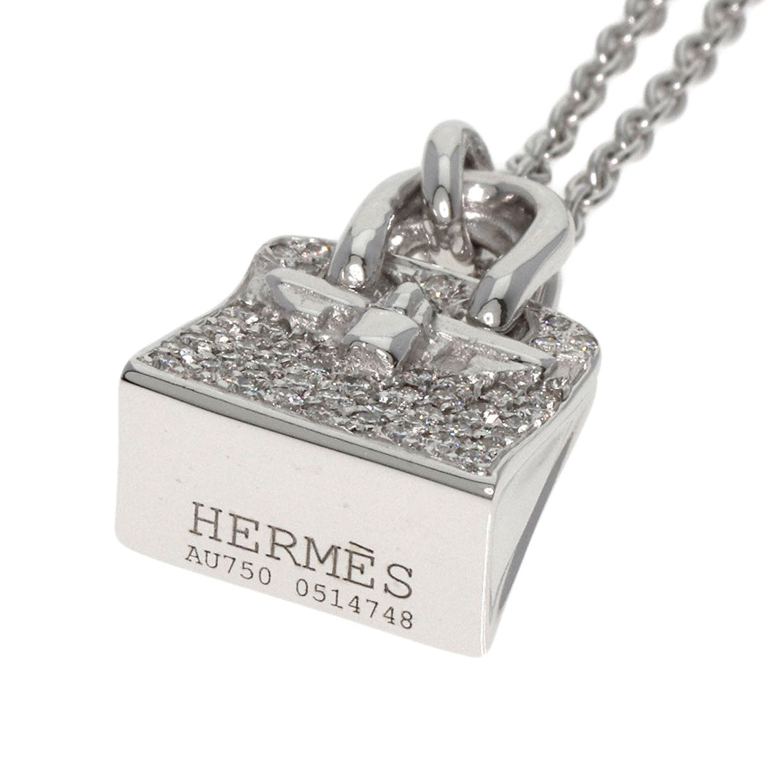 HERMES Necklace K18WG Silver Amulet Birkin Diamond