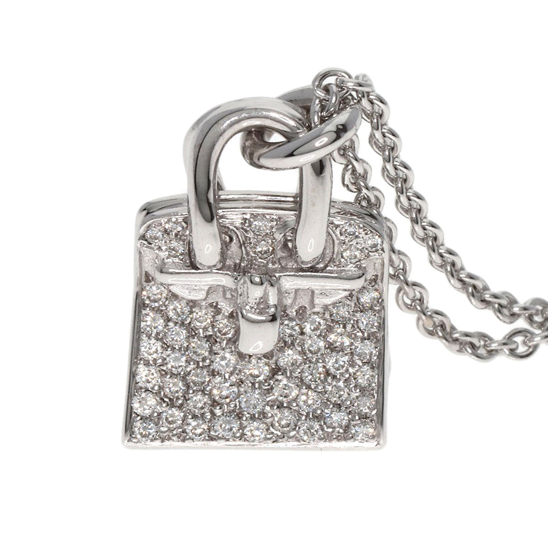 HERMES Necklace K18WG Silver Amulet Birkin Diamond