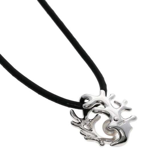 MIKIMOTO Necklace K18WG Silver Coral motif Women Used Authentic