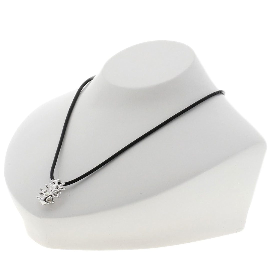 MIKIMOTO Necklace K18WG Silver Coral motif Women Used Authentic