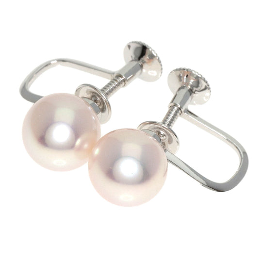 TASAKI Earring K14WG Silver Pearl Women Used Authentic