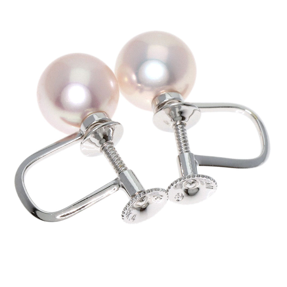 TASAKI Earring K14WG Silver Pearl Women Used Authentic