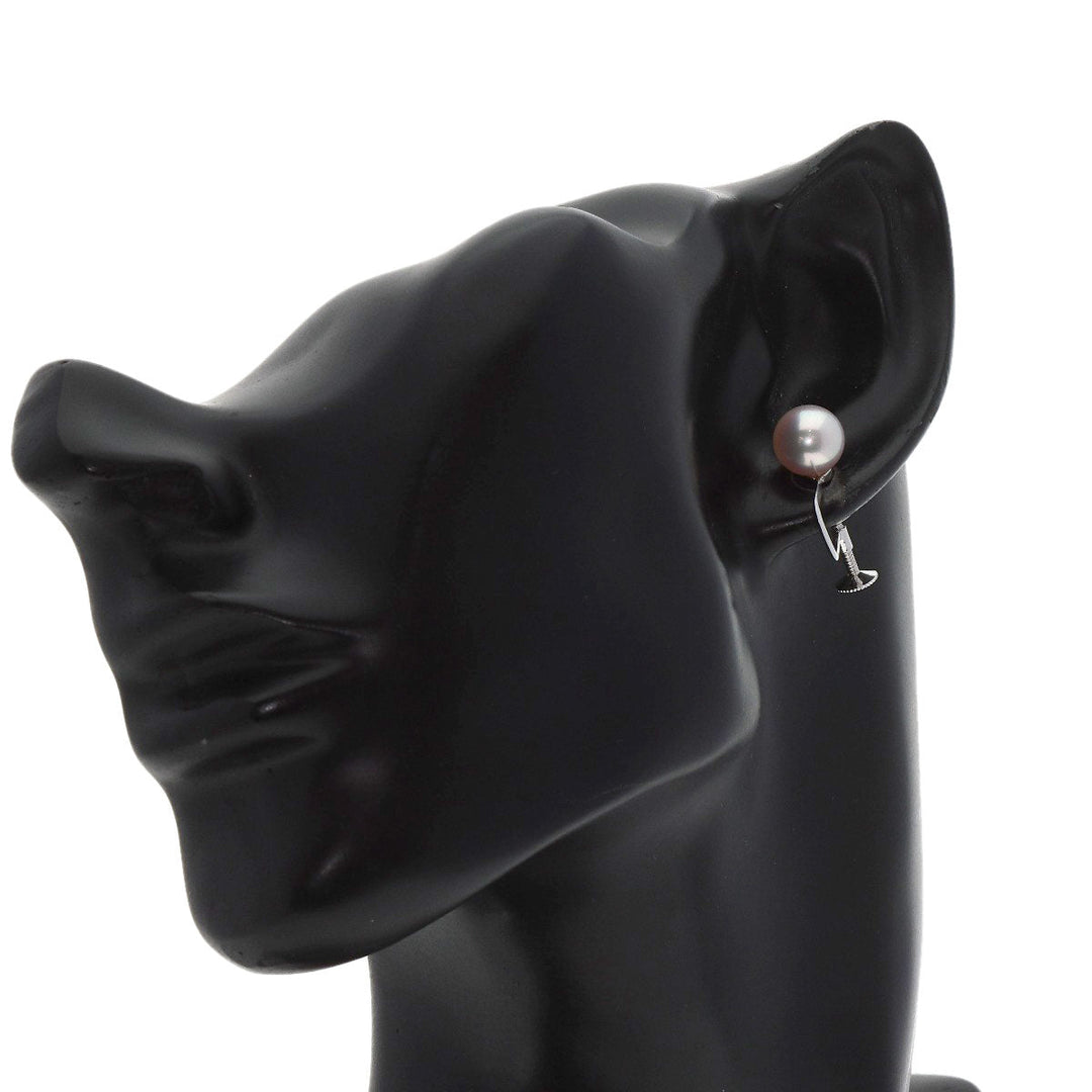 TASAKI Earring K14WG Silver Pearl Women Used Authentic