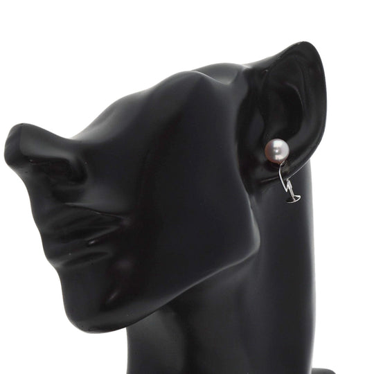 TASAKI Earring K14WG Silver Pearl Women Used Authentic