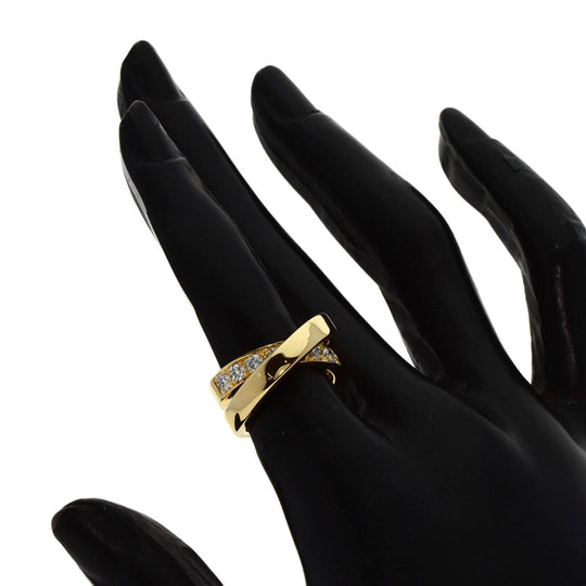 CARTIER Ring 18K Yellow Gold gold Paris Ring Diamond #46 Women Used Authentic