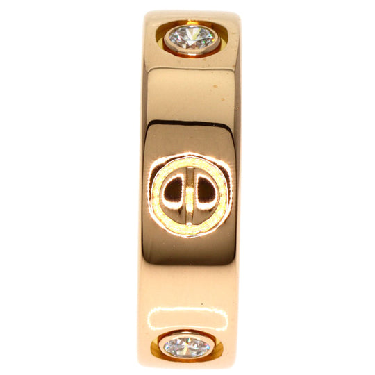 CARTIER Ring 18K Pink Gold gold Love Ring 3P Half Diamond #50 Women Used Authentic