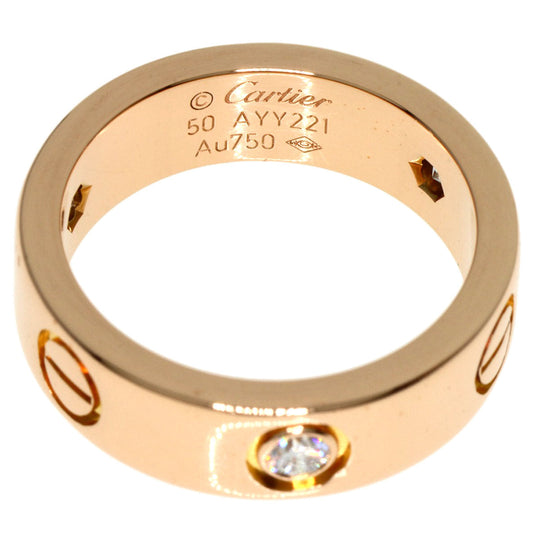 CARTIER Ring 18K Pink Gold gold Love Ring 3P Half Diamond #50 Women Used Authentic