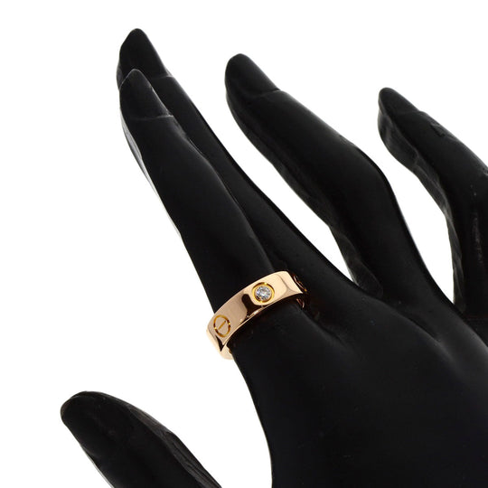 CARTIER Ring 18K Pink Gold gold Love Ring 3P Half Diamond #50 Women Used Authentic