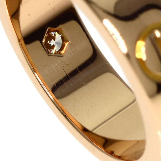 CARTIER Ring 18K Pink Gold gold Love Ring 3P Half Diamond #50 Women Used Authentic