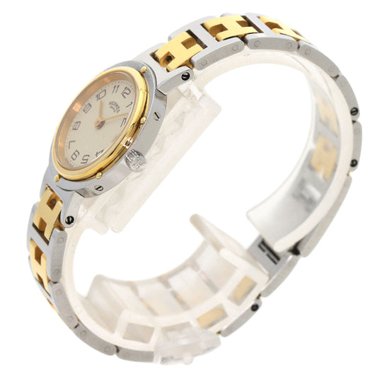 HERMES Watches Quartz Stainless Steel , SSxGP gold Clipper Old Belt Ivory dial Women Used Authentic