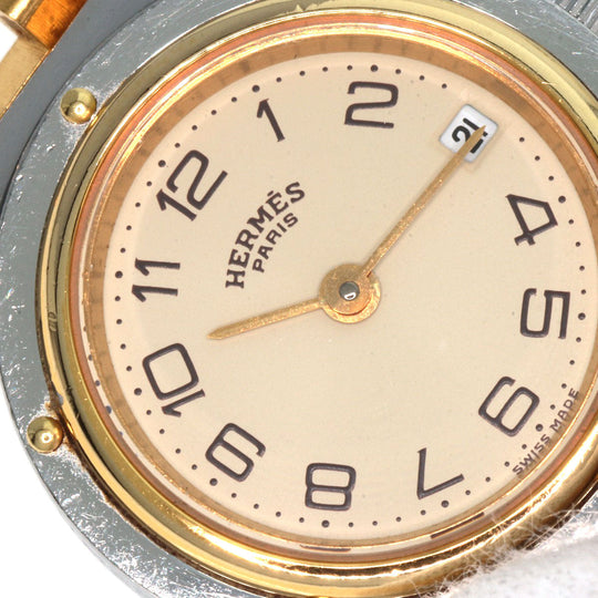 HERMES Watches Quartz Stainless Steel , SSxGP gold Clipper Old Belt Ivory dial Women Used Authentic