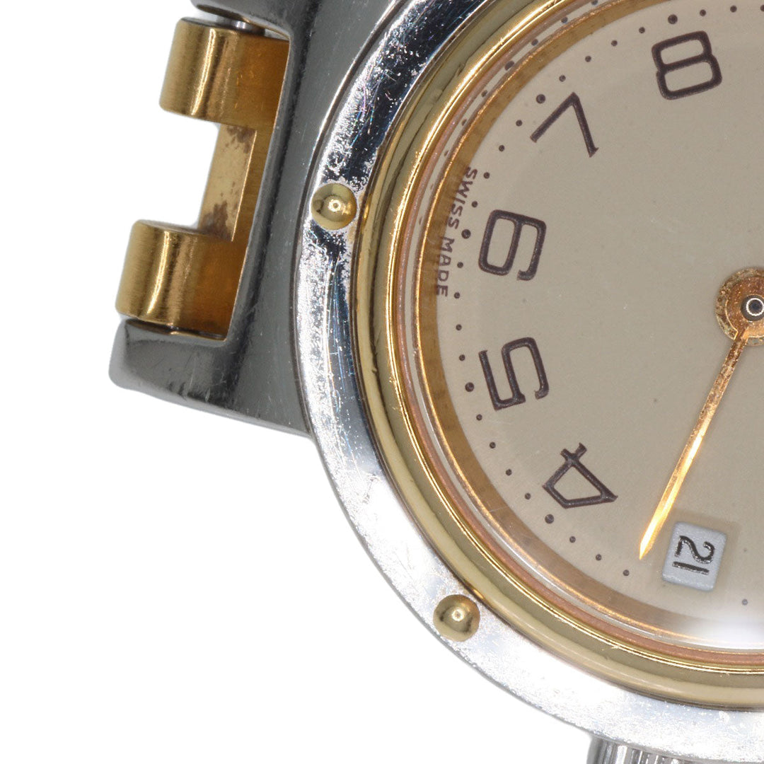 HERMES Watches Quartz Stainless Steel , SSxGP gold Clipper Old Belt Ivory dial Women Used Authentic