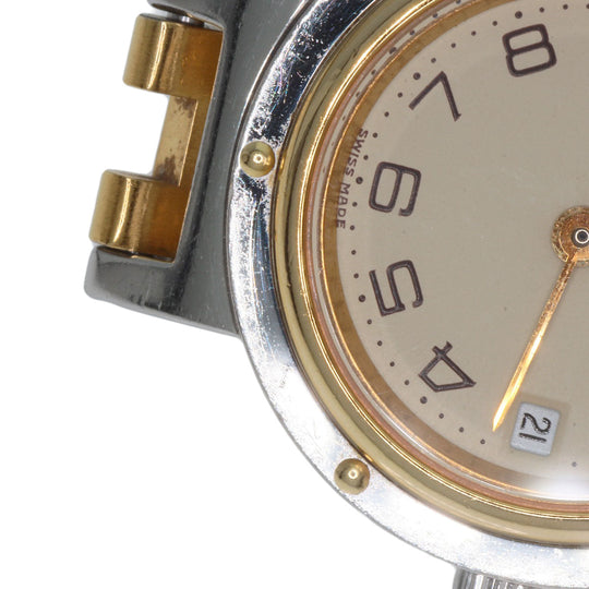 HERMES Watches Quartz Stainless Steel , SSxGP gold Clipper Old Belt Ivory dial Women Used Authentic