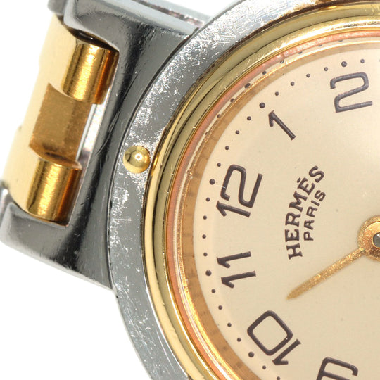 HERMES Watches Quartz Stainless Steel , SSxGP gold Clipper Old Belt Ivory dial Women Used Authentic