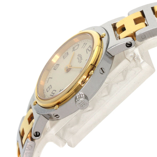 HERMES Watches Quartz Stainless Steel , SSxGP gold Clipper Old Belt Ivory dial Women Used Authentic