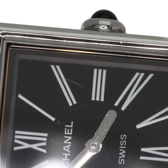 CHANEL Watches Quartz H0826 Stainless Steel , Stainless Steel Silver Mademoiselle black dial Women Used Authentic