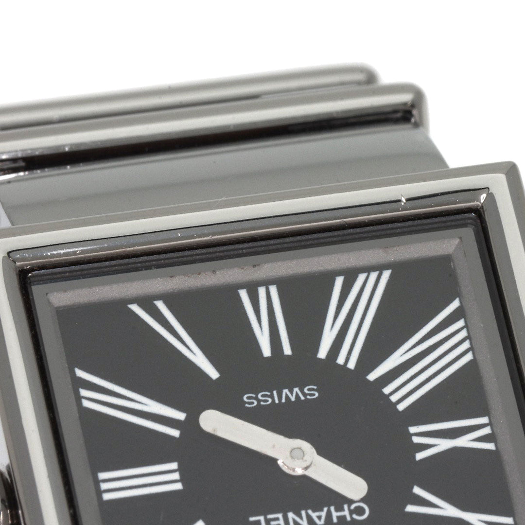 CHANEL Watches Quartz H0826 Stainless Steel , Stainless Steel Silver Mademoiselle black dial Women Used Authentic