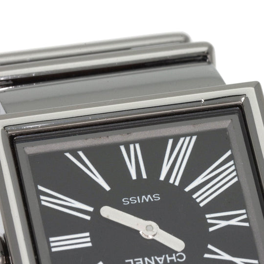 CHANEL Watches Quartz H0826 Stainless Steel , Stainless Steel Silver Mademoiselle black dial Women Used Authentic