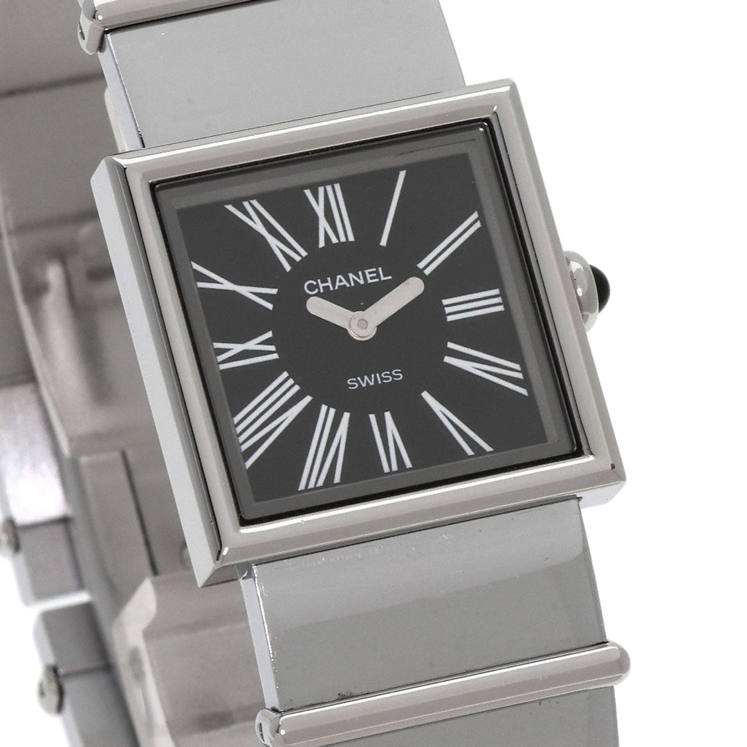 CHANEL Watches Quartz H0826 Stainless Steel , Stainless Steel Silver Mademoiselle black dial Women Used Authentic