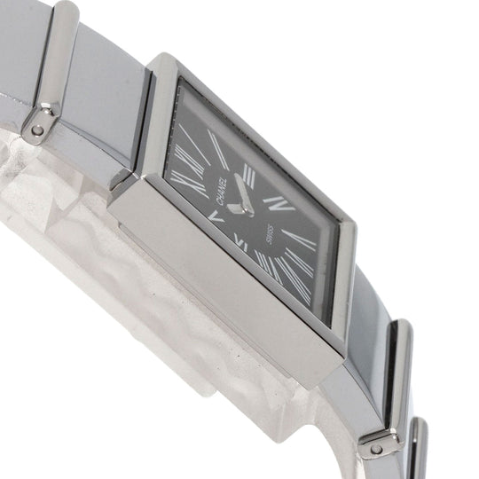 CHANEL Watches Quartz H0826 Stainless Steel , Stainless Steel Silver Mademoiselle black dial Women Used Authentic