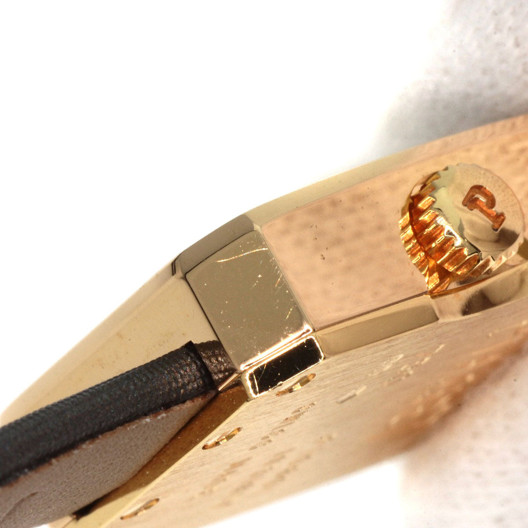 PIAGET Watches Quartz G0A35513 K18YG, leather x diamond gold Mini Protocol Diamond Bezel gray dial Women Used Authentic