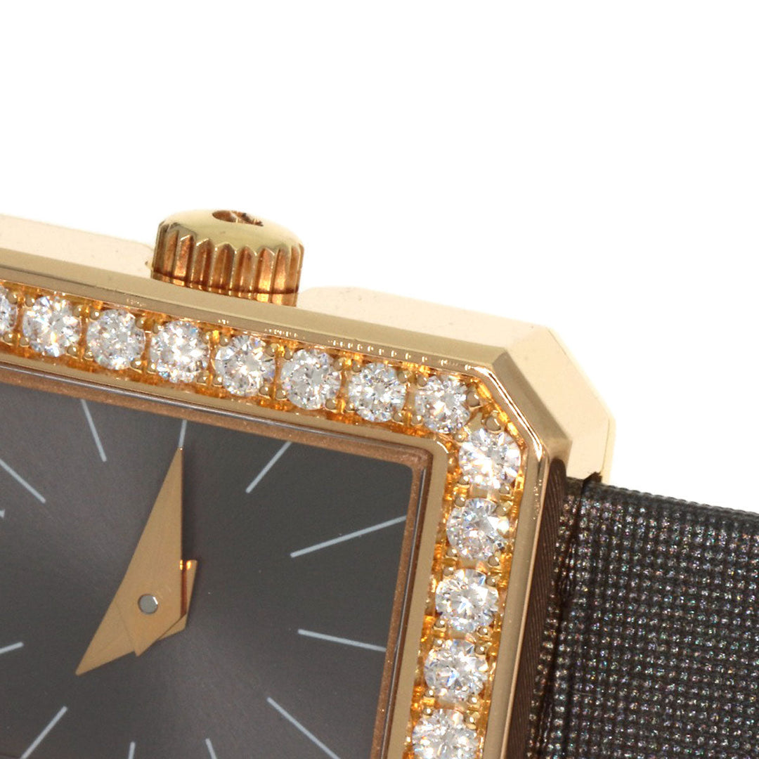 PIAGET Watches Quartz G0A35513 K18YG, leather x diamond gold Mini Protocol Diamond Bezel gray dial Women Used Authentic
