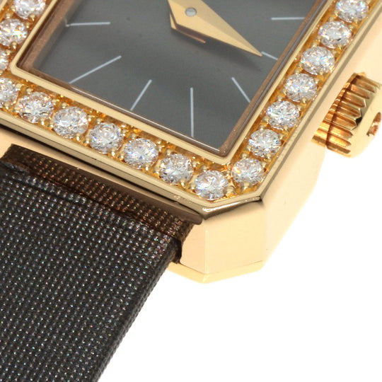 PIAGET Watches Quartz G0A35513 K18YG, leather x diamond gold Mini Protocol Diamond Bezel gray dial Women Used Authentic