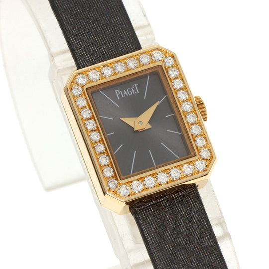 PIAGET Watches Quartz G0A35513 K18YG, leather x diamond gold Mini Protocol Diamond Bezel gray dial Women Used Authentic