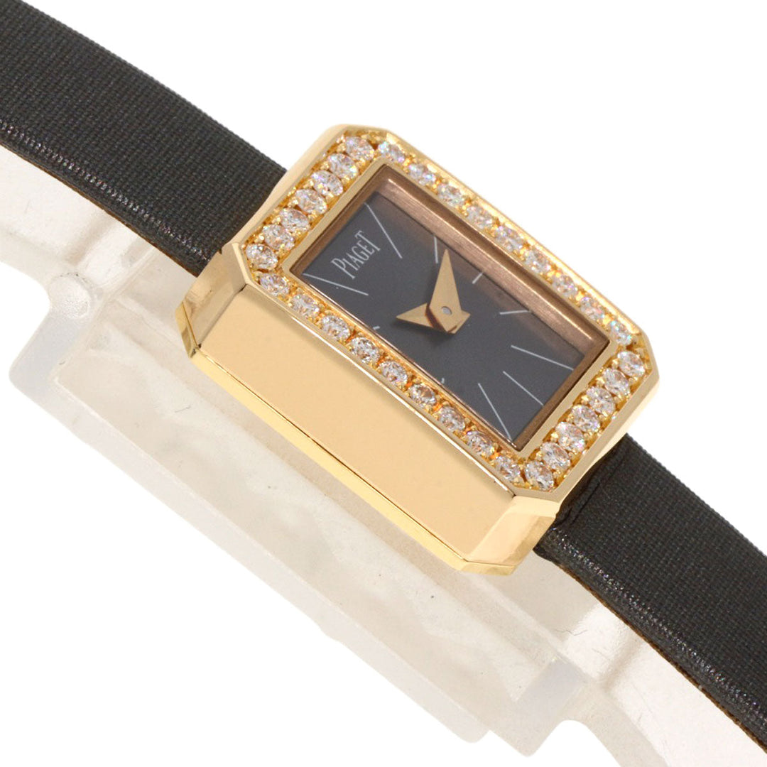 PIAGET Watches Quartz G0A35513 K18YG, leather x diamond gold Mini Protocol Diamond Bezel gray dial Women Used Authentic