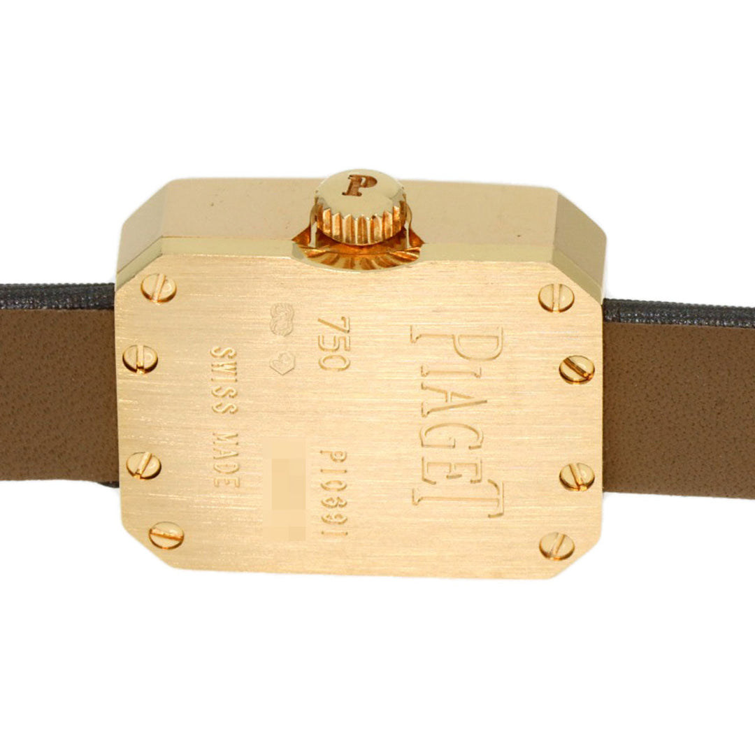 PIAGET Watches Quartz G0A35513 K18YG, leather x diamond gold Mini Protocol Diamond Bezel gray dial Women Used Authentic