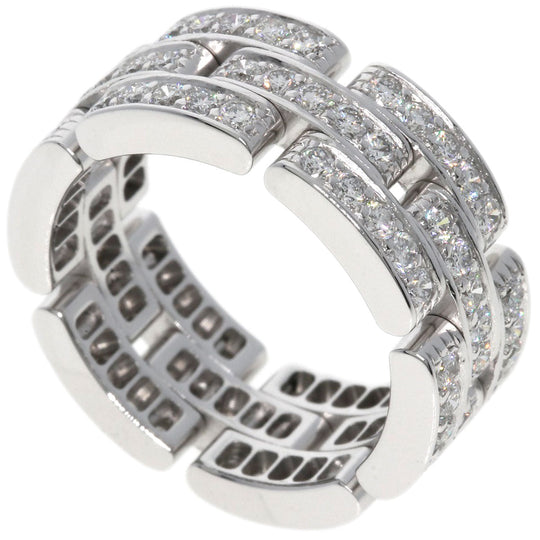 CARTIER Ring K18WG Silver Maillon PANTHERE Full Diamond #51 Women Used Authentic