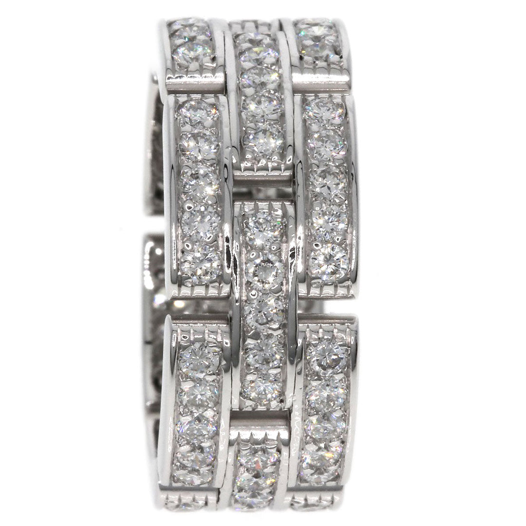 CARTIER Ring K18WG Silver Maillon PANTHERE Full Diamond #51 Women Used Authentic