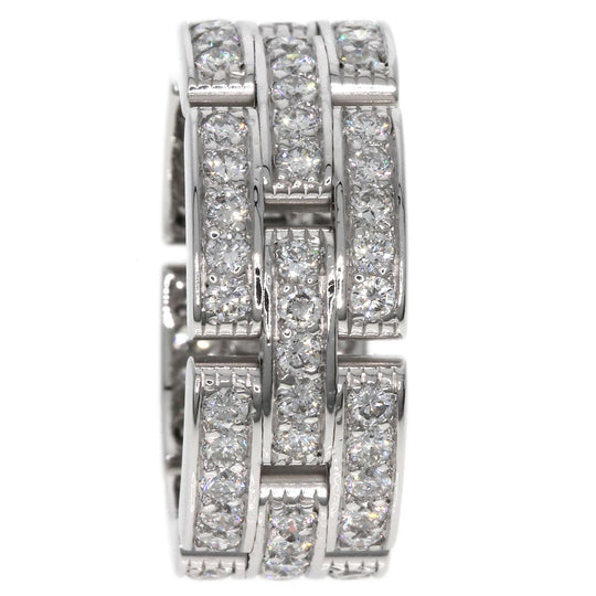 CARTIER Ring K18WG Silver Maillon PANTHERE Full Diamond #51 Women Used Authentic