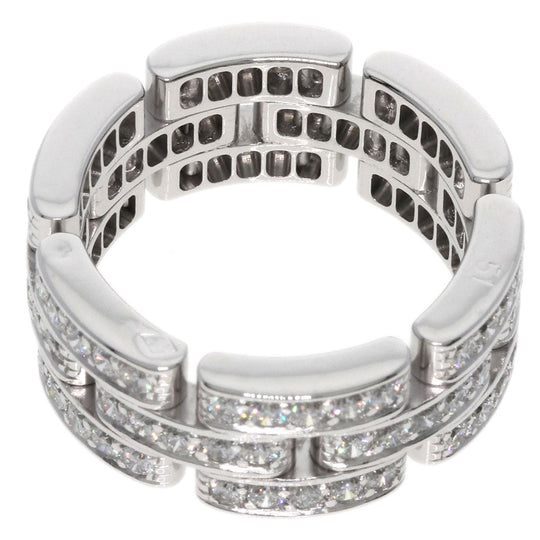CARTIER Ring K18WG Silver Maillon PANTHERE Full Diamond #51 Women Used Authentic