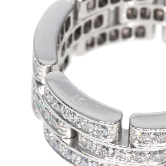CARTIER Ring K18WG Silver Maillon PANTHERE Full Diamond #51 Women Used Authentic