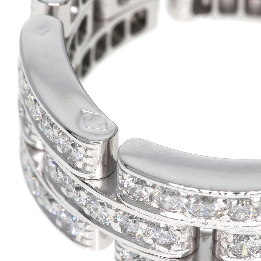 CARTIER Ring K18WG Silver Maillon PANTHERE Full Diamond #51 Women Used Authentic