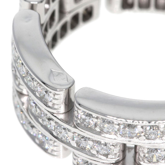 CARTIER Ring K18WG Silver Maillon PANTHERE Full Diamond #51 Women Used Authentic