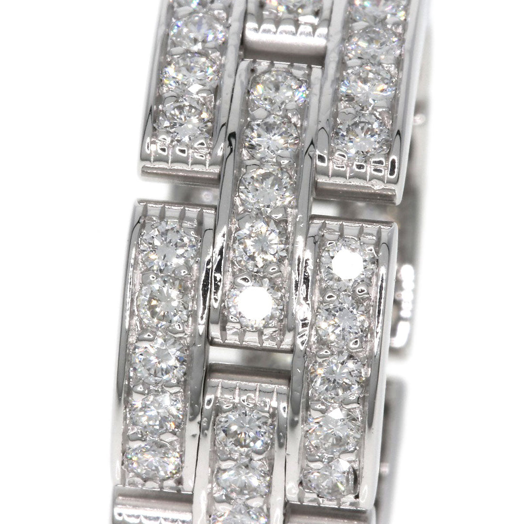 CARTIER Ring K18WG Silver Maillon PANTHERE Full Diamond #51 Women Used Authentic