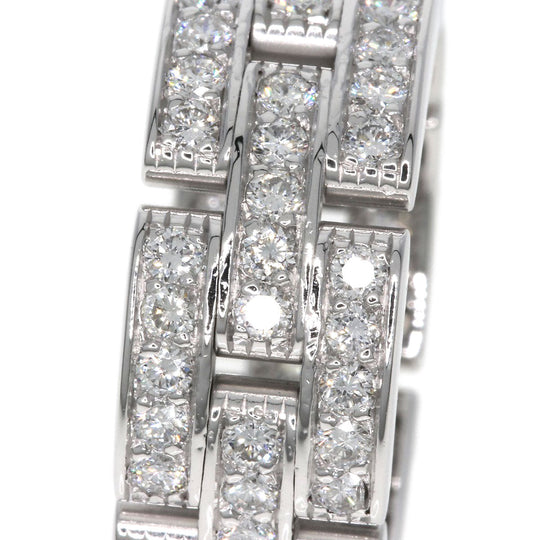 CARTIER Ring K18WG Silver Maillon PANTHERE Full Diamond #51 Women Used Authentic