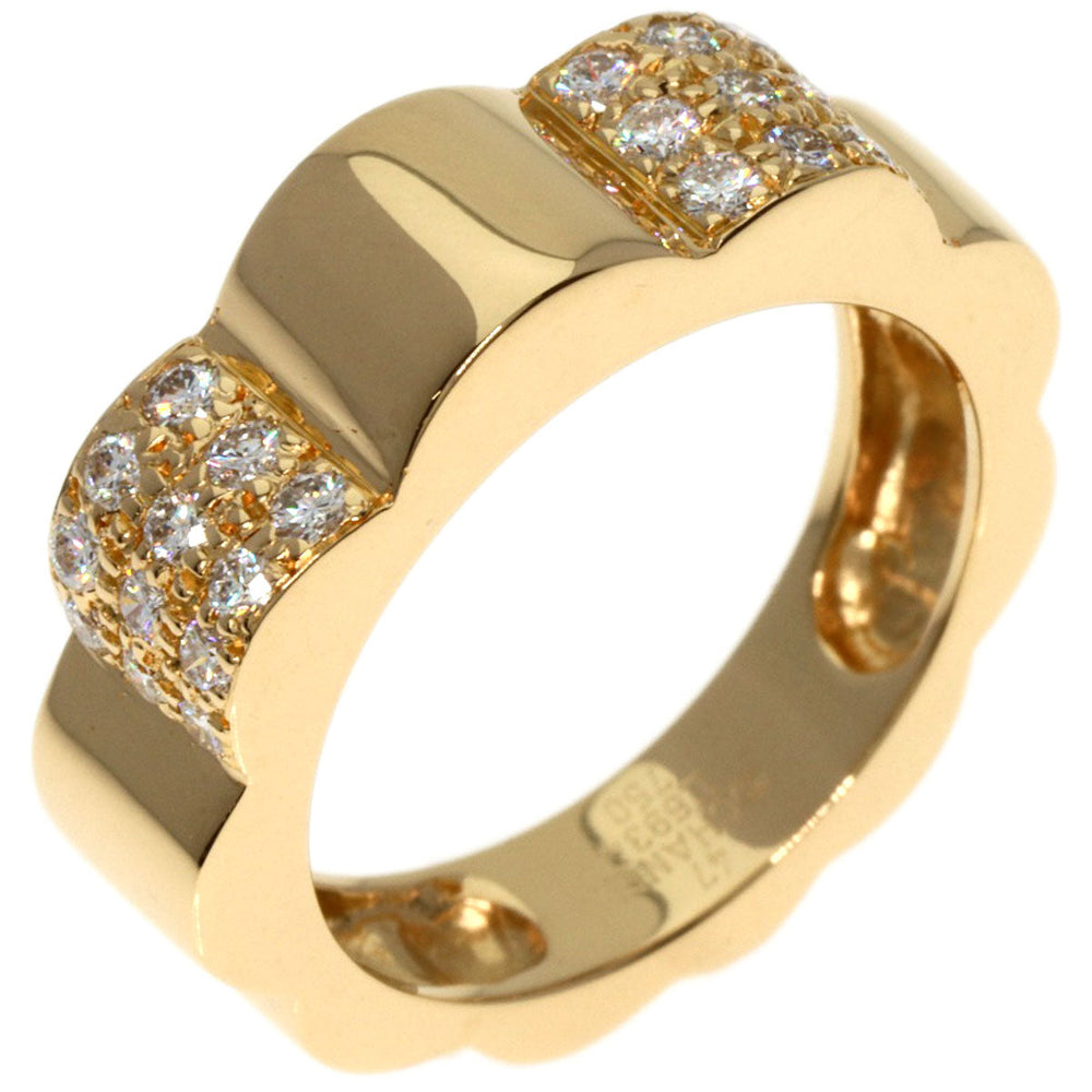 CHANEL Ring 18K Yellow Gold gold Profield Camellia Small Diamond #47 Women Used Authentic
