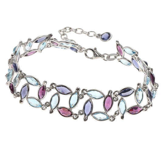 POLA bracelet K18WG Silver Garnet Tanzanite Aquamarine Women Used Authentic