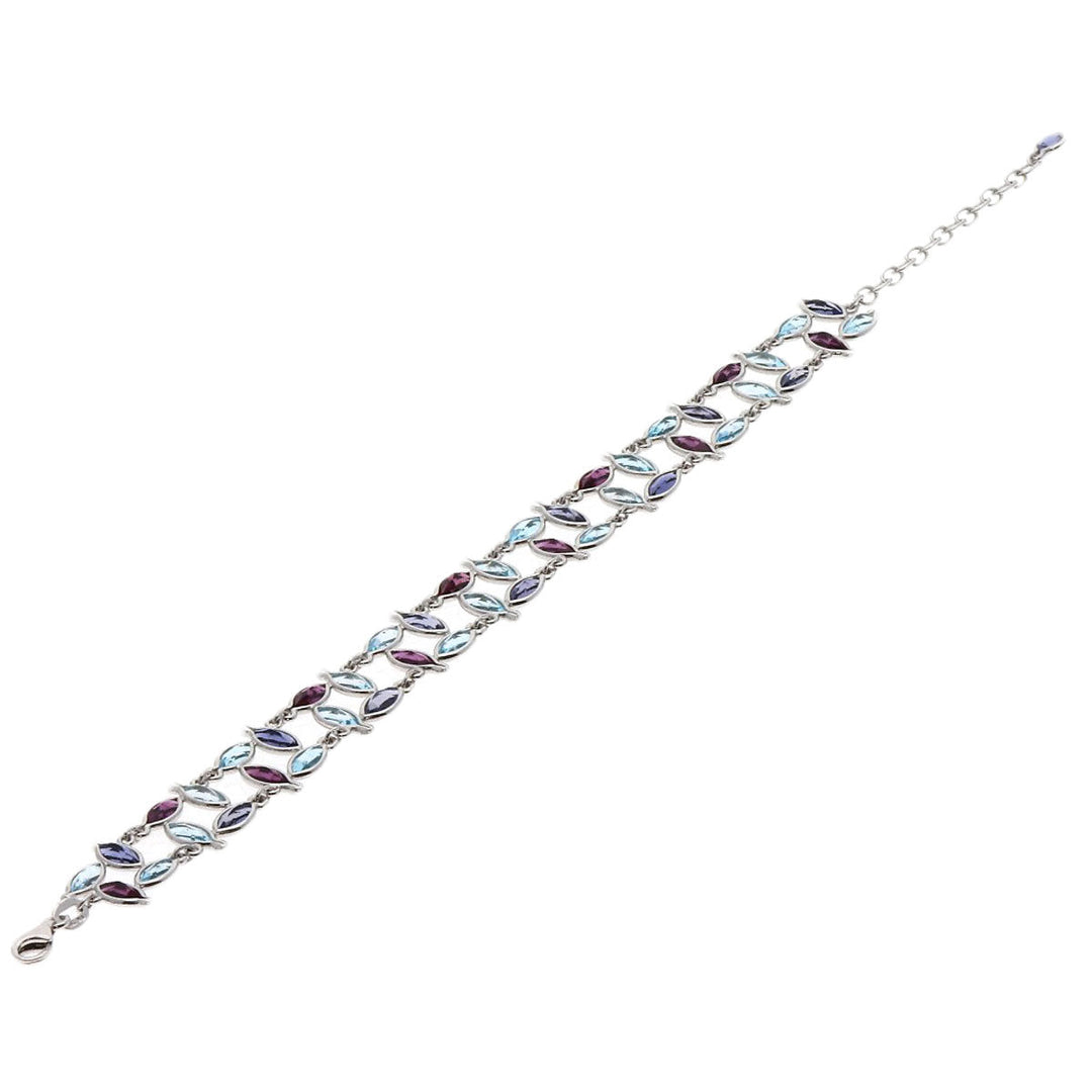 POLA bracelet K18WG Silver Garnet Tanzanite Aquamarine Women Used Authentic