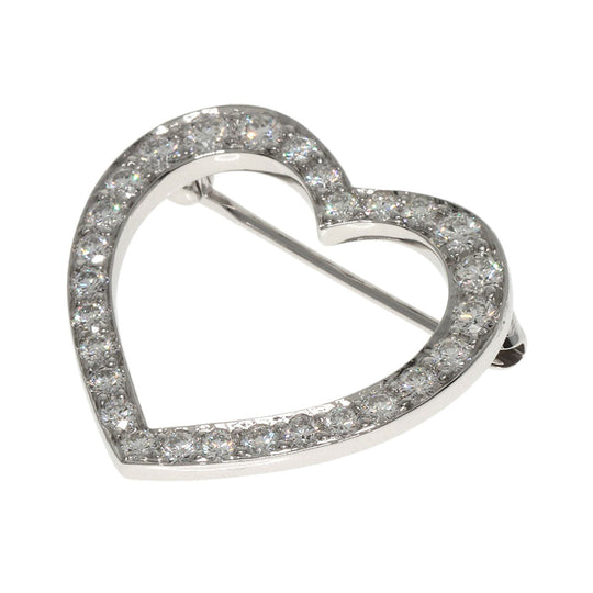 TIFFANY&Co. Brooch PT950 Silver Open heart diamond Women Used Authentic