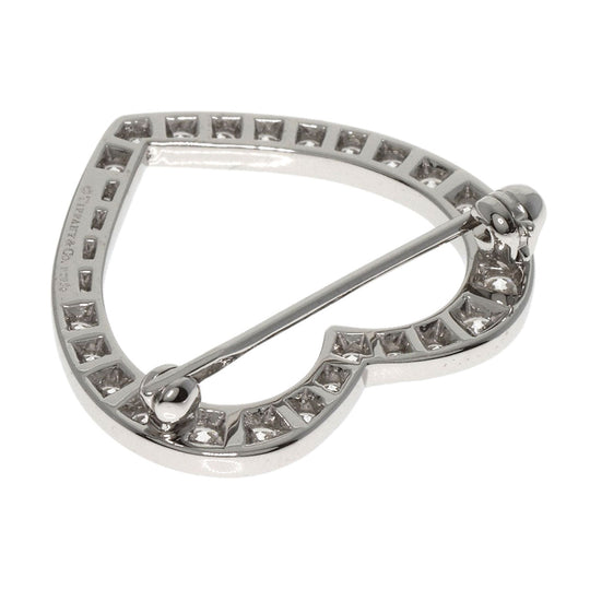 TIFFANY&Co. Brooch PT950 Silver Open heart diamond Women Used Authentic