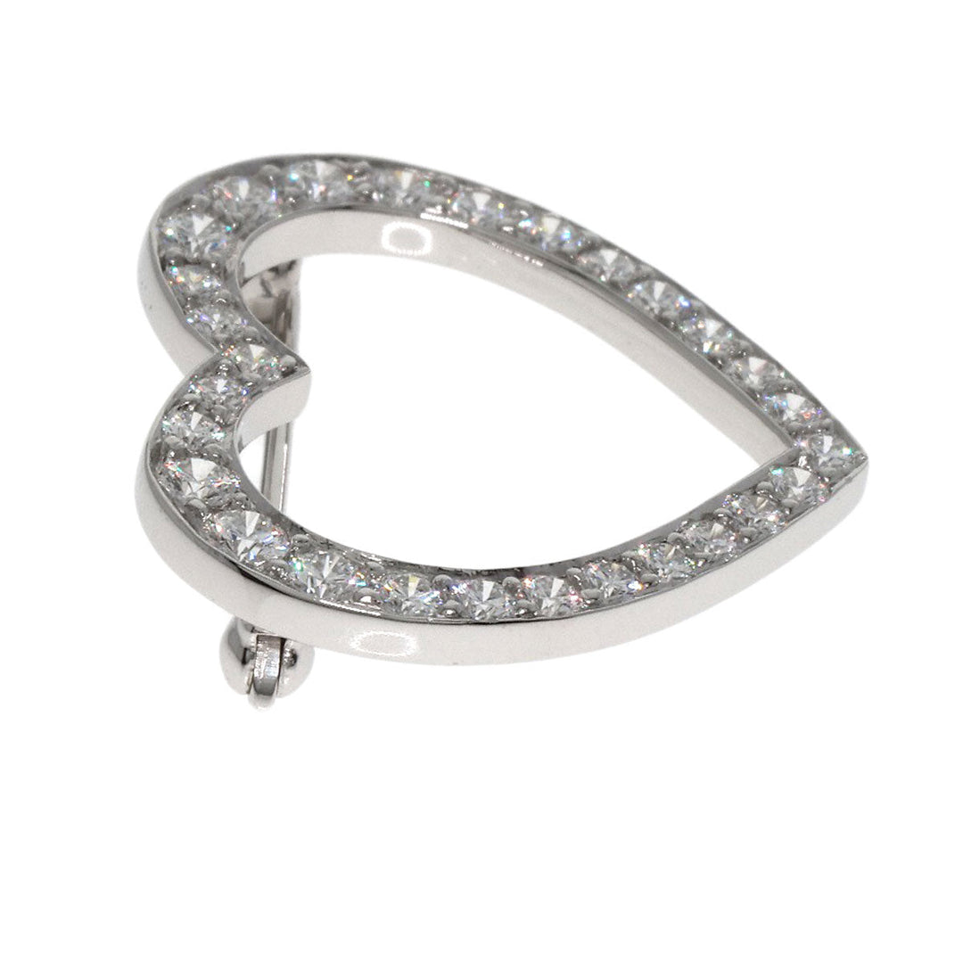 TIFFANY&Co. Brooch PT950 Silver Open heart diamond Women Used Authentic