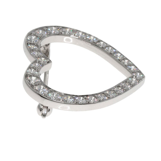 TIFFANY&Co. Brooch PT950 Silver Open heart diamond Women Used Authentic