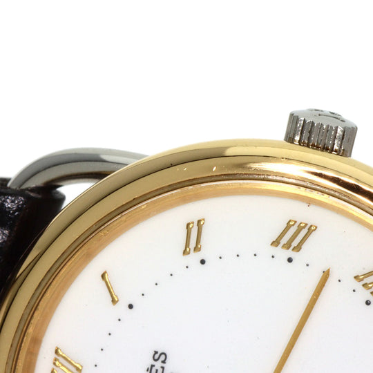 HERMES Watches Quartz Stainless Steel, Leather, Gold Plated gold Arceau white dial Women Used Authentic